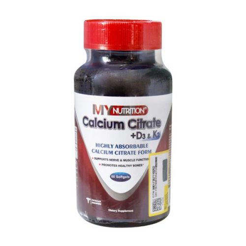 سافت ژل کلسیم سیترات مای نوتریشن حاوی ویتامین D3 و K2 بسته 60 عددی