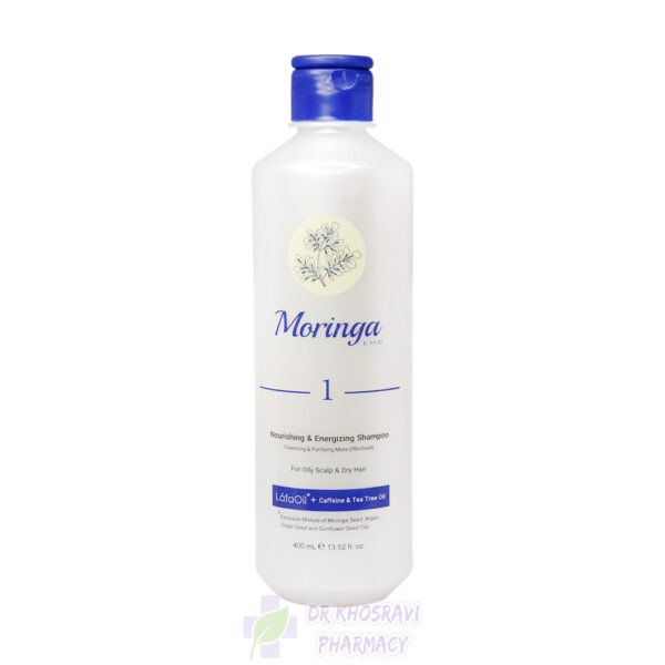 شامپو مغذی و انرژی بخش 1 مورینگا امو مناسب پوست سر چرب و موی خشک