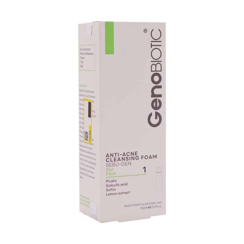 فوم شستشوی صورت ژنوبایوتیک مناسب پوست های حساس و مستعد آکنه ۱۵۰ میلی لیتر