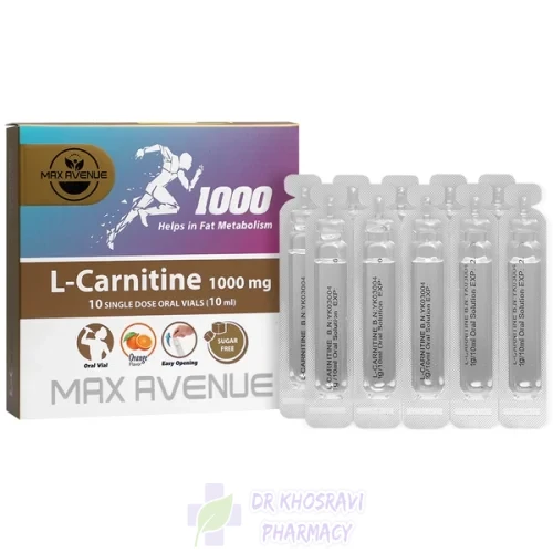 ویال ال کارنیتین 1000 میلی گرم مکس اونیو 10 عدد