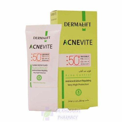 فلوئید ضد آفتاب آکنویت SPF50 درمالیفت مناسب پوست های چرب و جوشدار 40 میلی لیتر