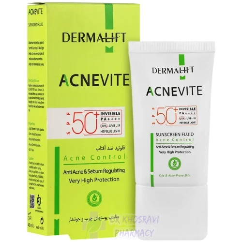 فلوئید ضد آفتاب آکنویت SPF50 درمالیفت مناسب پوست های چرب و جوشدار 40 میلی لیتر