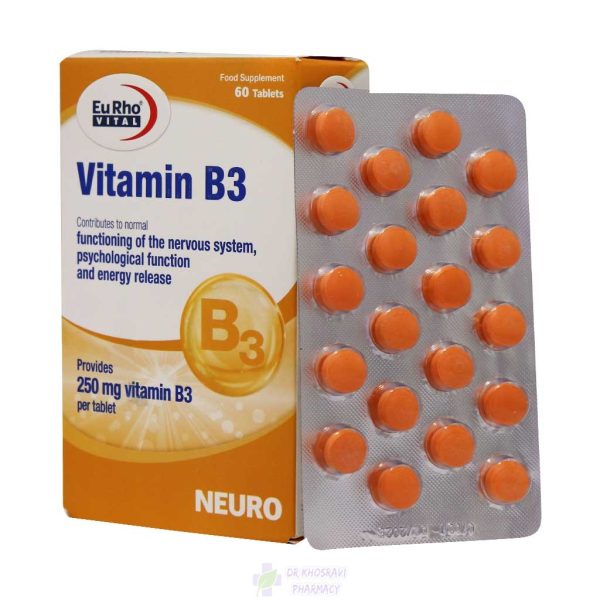 قرص ویتامین B3 250 میلی گرم یوروویتال 60 عدد