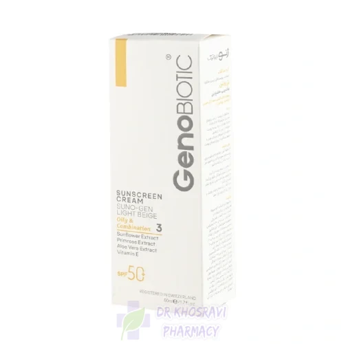 ضد آفتاب پوست چرب ژنوبایوتیک رنگ بژ روشن SPF50